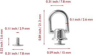 Anneaux en D rotatifs pour sacs à main, clous métalliques avec vis pour sacs en cuir - Product Image 2