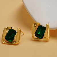 Boucles d'oreilles tendance, luxe léger, rétro, en argent, avec diamants verts, pour femmes, cadeau