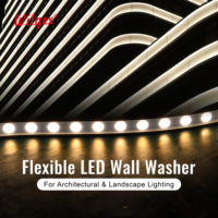Projecteur LED mural ultra-flexible pour bâtiment, utilisation extérieure humide IP67, DMX, garantie 5 ans, moulage par extrusion intégré au bas du profil
