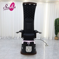 Fauteuil de pédicure haut de gamme en cuir PU avec dôme en forme de croissant et toit intérieur orné de strass, 7 couleurs, éclairage intégré, pour salons de beauté (vente en gros)