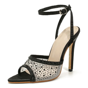 Sandalias de tacón alto con boca de pez y tacón grueso, estilo nuevo de primavera 2025, de malla, para mujer, venta caliente, directamente de fábrica. - Product Image 1