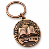 Porte-clés en métal personnalisé avec médaillon de club de lecture antique, logo sur mesure, cadeau promotionnel en gros, fabricant OEM de qualité supérieure