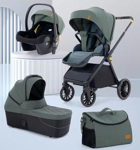 Cochecito de Bebé de Lujo 4 en 1 <span class=keywords><strong>para</strong></span> 0-3 Años, Estructura de Aluminio Ligera, Plegable <span class=keywords><strong>para</strong></span> Viaje, Diseño Alto <span class=keywords><strong>para</strong></span> Avión - Product Image 1