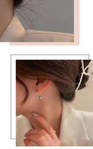 Boucles d'oreilles créoles en acier inoxydable 316L hypoallergéniques, style minimaliste coréen Dongdaemun INS, bijoux pour femmes - Product Image 4