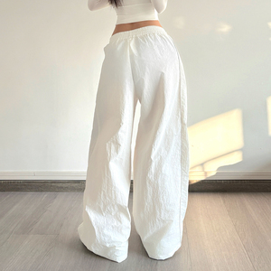 Women's Number Print Drawstring Waist Wide Leg <b>Pants</b>, Oversized Baggy Casual Street Trousers - Product Image 2