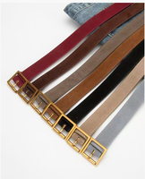 Nouvelle ceinture rétro pour femme en cuir de vachette givré anti-velours avec boucle ardillon en alliage, ceinture décorative de luxe en daim véritable pour jeans