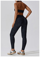 Vêtements actifs entraînement imprimé conception Yoga col en v licou cou soutien-gorge Leggings ensembles Fitness Yoga soutien-gorge Leggings ensembles pour les femmes