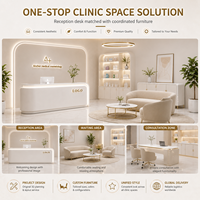 Mostrador de Recepción Plegable de Madera, Resistente a las Manchas, Moderno y de Lujo, con Luz LED para Salón de Belleza, Hotel, Escuela y Hospital