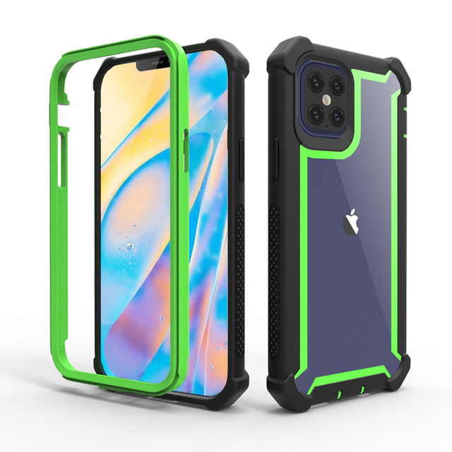 Transparent Space TPU PC 3 in 1 Hybrid Bumper Back Cover Defender Phone Case for iPhone 12 Mobile Phone Bags & Cases Shockproof