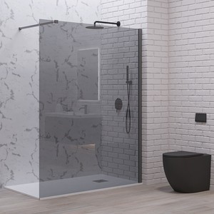 Mampara de Ducha Kamalu KW-100GMF con Plato Rectangular de 120 cm, Vidrio Ahumado de 8 mm, Perfil de Metal Color Gris Metálico, Material ABS Impermeable - Product Image 2