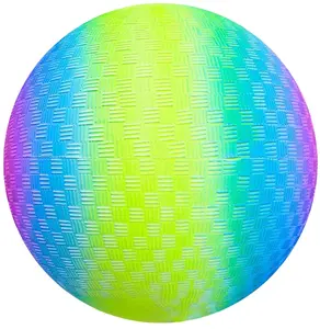 Art Creativity Rainbow Playground Ball for Kids, Bouncy 9 Inch Kick Ball