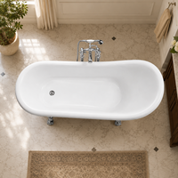 Baignoire autoportante en acrylique certifiée CUPC, pieds d'aigle chromés, style victorien, pour bain à la turque, décoration de salle de bain de luxe, 170 cm