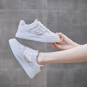 Women's Lightweight <b>White</b> Casual Chunky Sneakers Thick Sole Mesh Lining EVA Rubber Outsole Toe <b>Lace</b>-Up All Seasons - Product Image 4