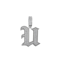 Personnalisé Punk Grand Plaqué Argent Layered Big Initial Alphabet Dainty Pendentif Pour Hommes