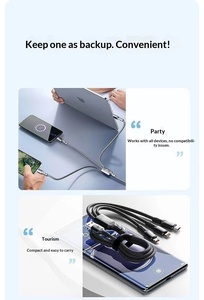 สายชาร์จโทรศัพท์แบบสายถักชาร์จเร็ว120W แบบทรีอินวันสำหรับขั้วต่อ <span class=keywords><strong>Micro</strong></span> <span class=keywords><strong>USB</strong></span> Type-C USB3.0 1ม. สำหรับอุปกรณ์แอนดรอยด์ - Product Image 5