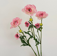 Bunga Ranunculus Sutra Realistis Buatan untuk Pernikahan, Warna Ivory