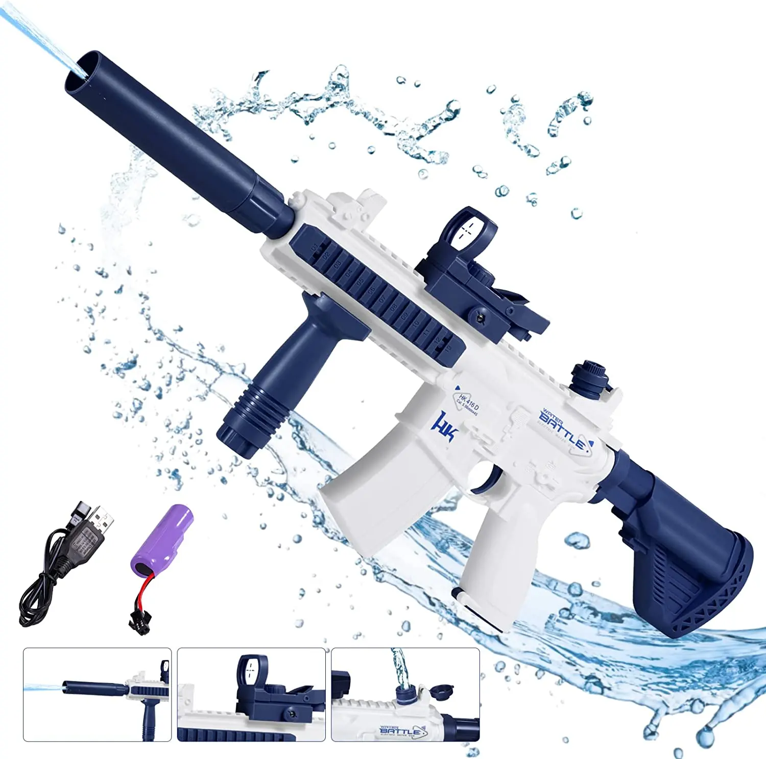 Jimei 2023 Лидер продаж m416, оптовая продажа, высокоскоростной водяной пистолет, электрическая летняя игрушка, для игр на открытом воздухе, водяной пистолет высокого давления для детей