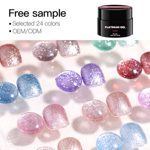 Suministros para Salón de <span class=keywords><strong>Uñas</strong></span>, Juego de Esmalte de Gel con Purpurina Francés, Marca Personalizada con Logotipo, Sin HEMA, 15 ml, Lámpara UV/LED - Product Image 1