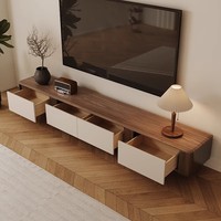 Table basse moderne de luxe léger, grand et petit modèle rond, ensemble de salon, style vintage, surface en bois de noyer