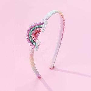 Diadema de Moda Infantil con Degradado de Brillo Arcoíris para Fiesta de Navidad, Accesorios para el Cabello de Plástico y Tela, Talla Única para Niñas - Product Image 5