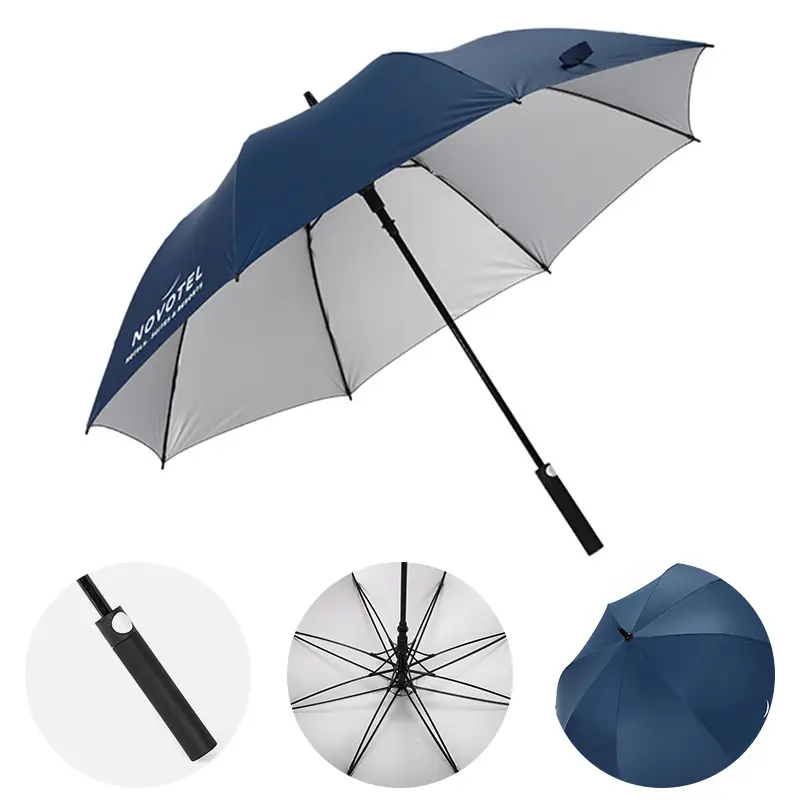 Sợi Thủy Tinh Thẳng Golf Umbrella Tùy Chỉnh In Khuyến Mại 27 Inch EVA Tự Động Ô Với Logo Cho Câu Lạc Bộ Golf