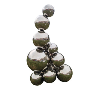 Sculpture de boule en acier inoxydable Jihe, décor abstrait géométrique irrégulier pour table, hôtel, hall, club-house, entrée. - Product Image 5