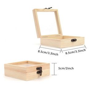 Boîte de rangement en bois de pin non fini avec couvercle transparent, boîte à souvenirs pour fleurs pressées, artisanat, bijoux, petits objets, cadeau - Product Image 6