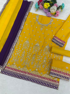 Airtex Chinon with Embroidery siquance work And <b>Mirror</b> work - Product Image 4