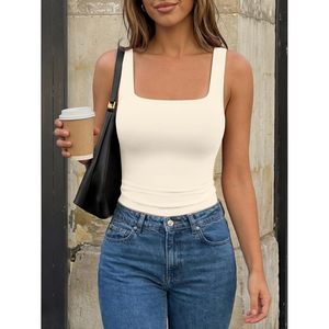 Camisetas sin mangas de doble forro para mujer, top corto de algodón y elastano, tejido transpirable, ropa de moda de verano 2026 - Product Image 5