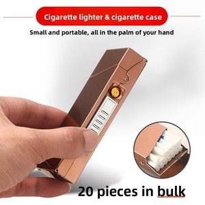 Nouvel étui à cigarettes de <span class=keywords><strong>luxe</strong></span> en aluminium pour femmes, lot de 18, avec chargeur USB, briquet intégré et design logo, pour le rangement des cigarettes - Product Image 3