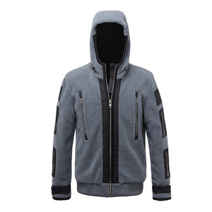 Chaqueta Casual Holgada <span class=keywords><strong>de</strong></span> Color Sólido con Cierre <span class=keywords><strong>de</strong></span> Cremallera para Hombre, Chaqueta <span class=keywords><strong>de</strong></span> Forro Polar, Chaqueta con Capucha Estilo Fantasma - Product Image 3