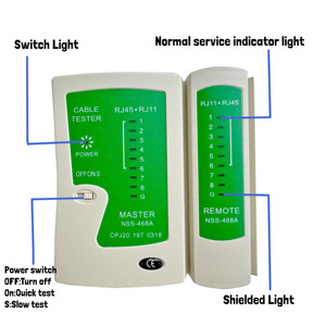 Probador de Cable de teléfono de red LAN <span class=keywords><strong>Ethernet</strong></span> Cable Tester herramienta de prueba para RJ45 RJ11/12 Cat5 Cat5e Cat6 Cable Tester - Product Image 3