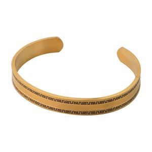 Juego de Joyería Personalizado de Fábrica, Brazaletes Inspiradores de Acero Inoxidable Chapados en Oro, Brazalete Abierto Grabado y Ajustable - Product Image 5