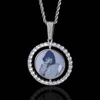 Collier pendentif photo rotatif double face avec cadre rond – Grande Vente