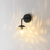 Lampu Dinding LED Kaca Buram Minimalis Seeky Globe Emas Hitam Logam Dapat Diredupkan CRI 90 untuk Kamar Tidur Hotel Koridor