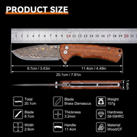 Couteau de poche pliant en gros, couteau portable VG10 Damas, manche en fibre de carbone, couteaux de chasse et de camping en plein air, cadeau pour homme DM032