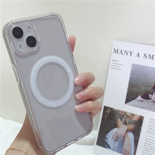 Wholesale Clear Magnetic Safe Wireless Charge Magnet Acrylic Mobile Phone Cases Cover for Apple iPhone 12 13 14 15 16 Pro Max