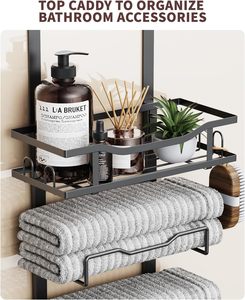 Organizzatore da appendere sopra la <span class=keywords><strong>porta</strong></span> in metallo <span class=keywords><strong>per</strong></span> <span class=keywords><strong>bagno</strong></span>, <span class=keywords><strong>porta</strong></span> <span class=keywords><strong>asciugamani</strong></span> a 6 livelli senza foratura <span class=keywords><strong>per</strong></span> piccoli bagni - Product Image 4