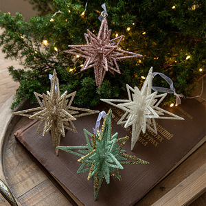 2024 vendita calda 3D luccicanti con paillettes stellari natale nuovo anno albero sfera ornamenti stella appesa decorazioni - Product Image 1