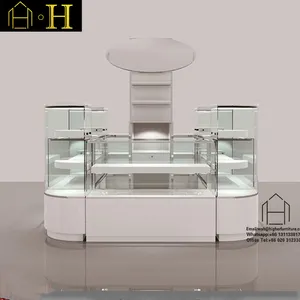 Novo vidro temperado ultra chique jóias showcase vidro compras centro de jóias kiosk para venda