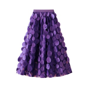 Jupes en tulle à pois au design 3D rétro gothique pour femmes, collection Printemps-Été 2026, taille haute élastique, longueur midi, style <span class=keywords><strong>tutu</strong></span> - Product Image 6