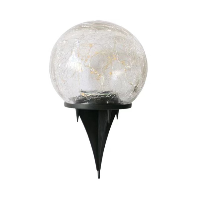 Solar LED Ground Plug Lamp Cracked Glass Design Waterproof Garden Ornament for Courtyard Decoration Iight