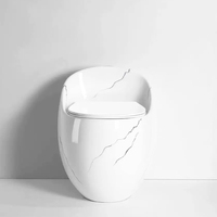 Nouveau design Salle de bain Sanitaires WC Céramique Ronde Forme d'oeuf Noir Blanc Marbre Motif Toilette