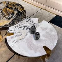 Table basse de luxe en marbre italien avec design moderne en métal, couleur personnalisée de haute qualité pour salon, bar à domicile et décoration de villa