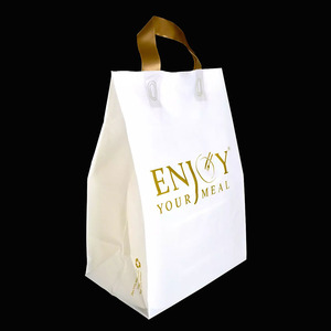 Biểu Tượng Tùy Chỉnh Nhựa Màu Trắng Mua Sắm Túi Để Đi Túi Mềm Vòng Lặp Xử Lý Nhà Hàng Mang Theo Nhựa Takeaway Túi Cho Thực Phẩm Giao Hàng - Product Image 4