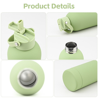 Personnalisé 	 Bouteilles d'eau isothermes double paroi 750 ml sans BPA en acier inoxydable, avec paille, pour la gym