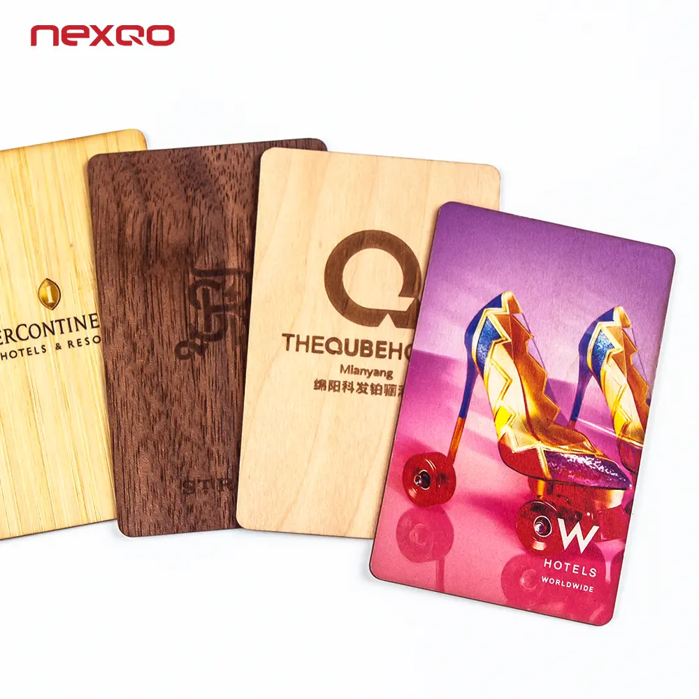 Custom CR80 NFC RFID Wooden Bamboo Access Control Hotel Key Card