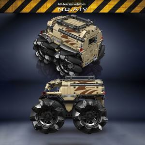 Jouet de construction en blocs de construction pour enfants, voiture tout-terrain électrique à roues de blé, construction en plastique ABS, vente en gros OEM - Product Image 3