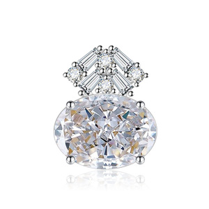 Toderi Manufacturer Supplier 10*14mm Oval Cut Cubic Zirconia <b>Necklace</b> Rings Unique Geometric Jewelry Set For Women - Product Image 6
