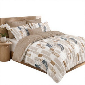 Parure de lit en plumes de paon motif géométrique neutre, housse de couette 3 pièces, stock Pologne, pour dropshipping UE - Product Image 1
